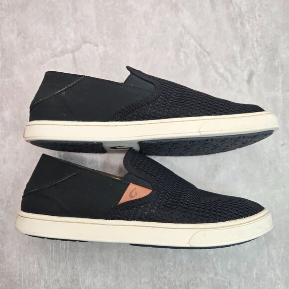 Olukai Sneakers Womens Size 8.5 Black Mesh Slip On Minimalist Comfort Shoes - Picture 5 of 10